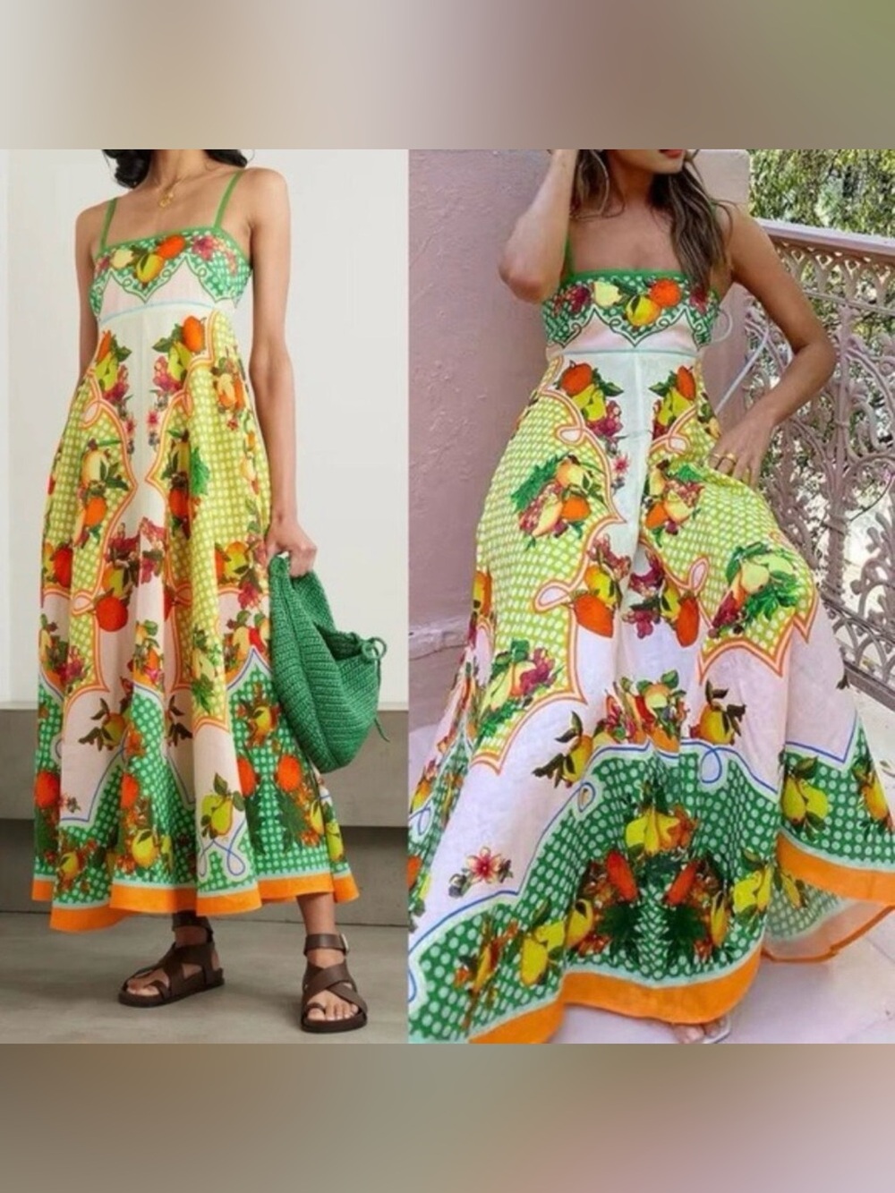 ALÉMAIS Lemonis Printed Linen Midi Dress XS AU6/US2 - Picture 3 of 14